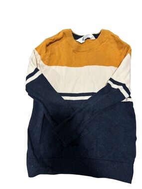 H&M Toddler Boys Colorblock Crewneck Sweater - Mustard, Cream & Navy Blue